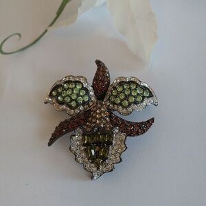 Nolan Miller Pin Brooch Orchid Flower Fall Colors Glamor Coll Ltd Ed Vintage